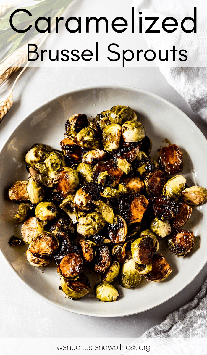 a bowl of caramelized brussel sprouts
