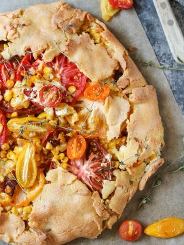 Heirloom tomato and corn savory galette