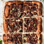 savory bacon asiago pastry tart cut into 6 large pieces