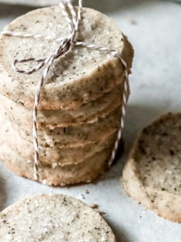 a stack of london fog shortbread cookies