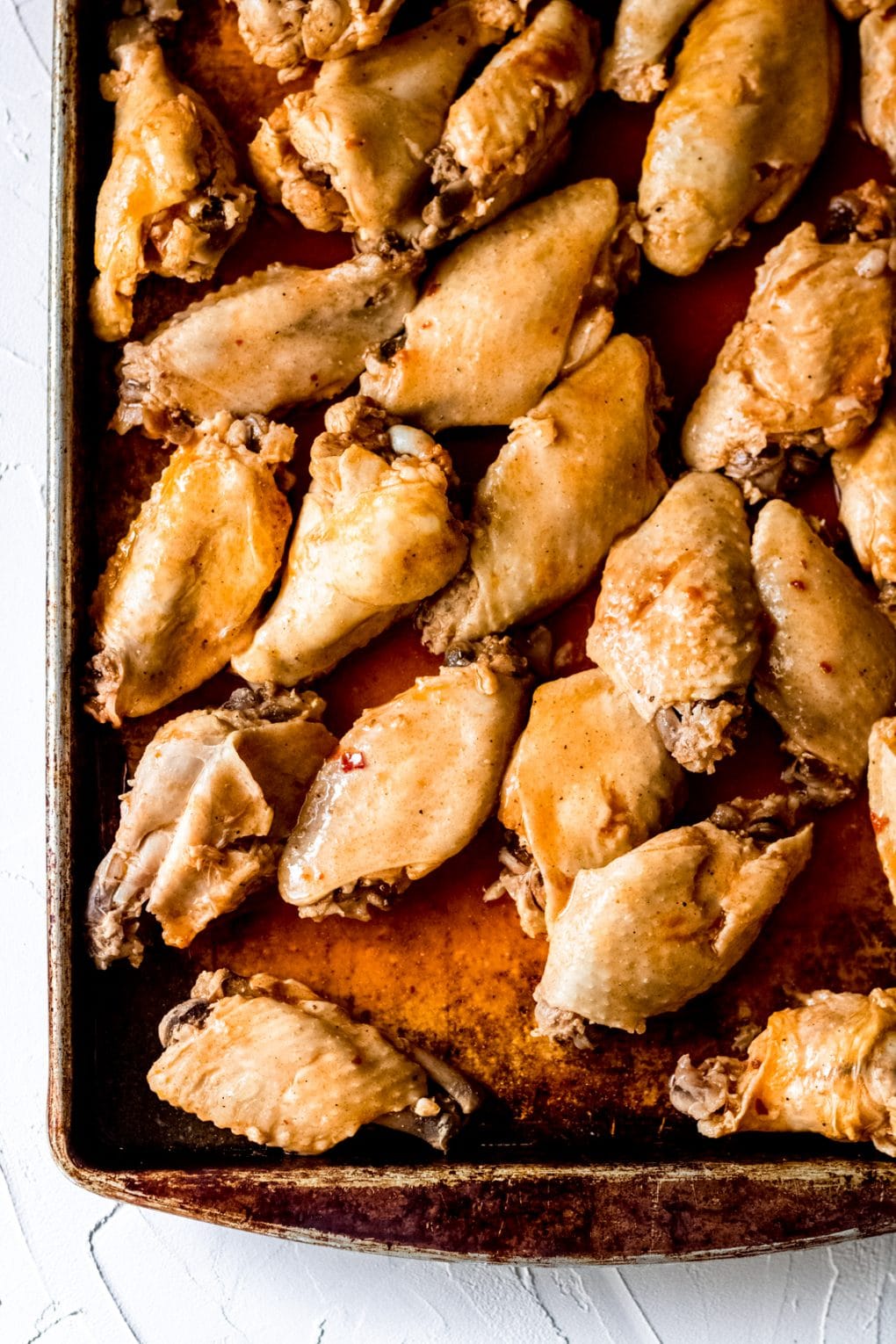 a sheet pan of chicken wings