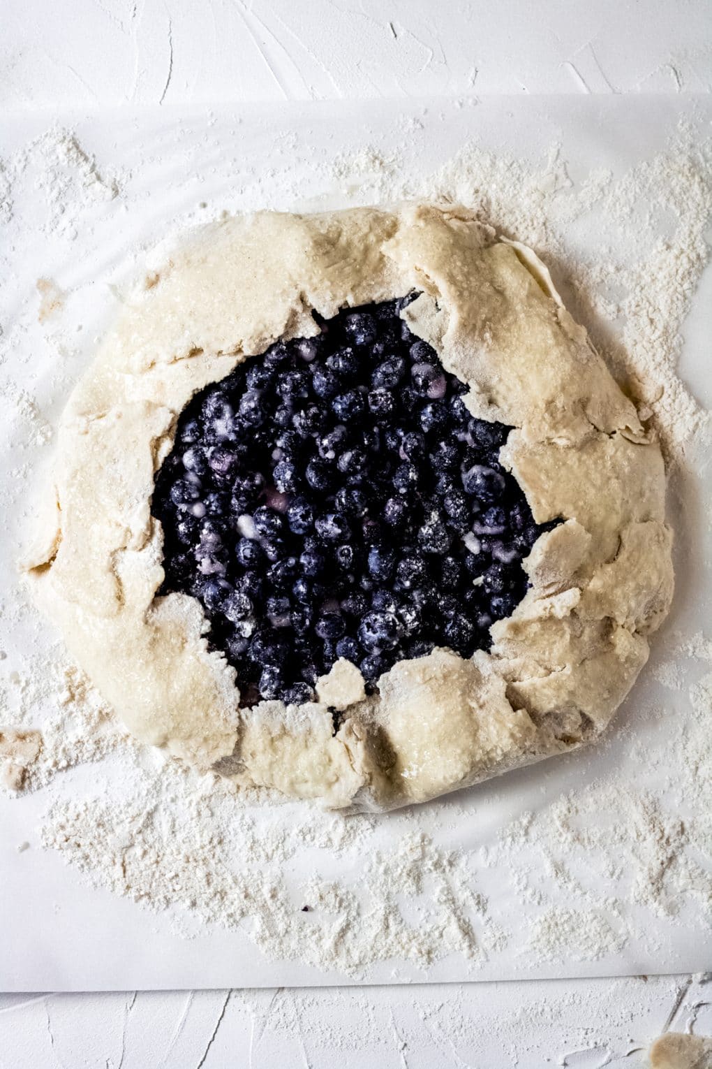 an uncooked gluten-free blueberry galette
