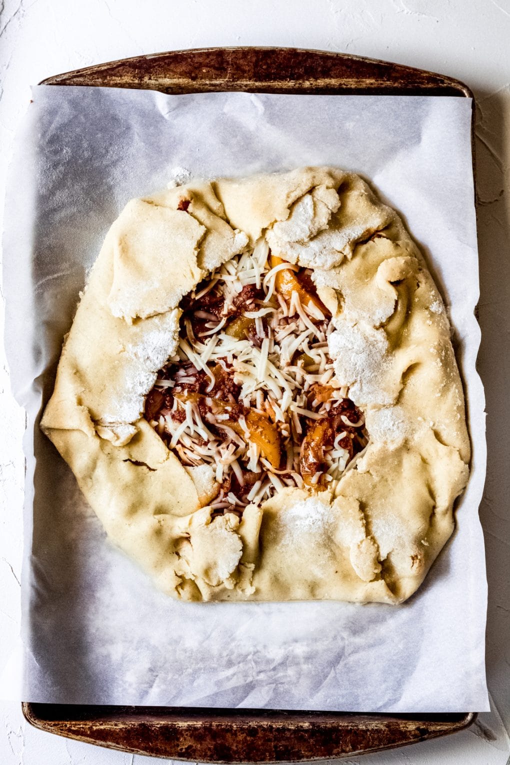 an unbaked savory southwest galette