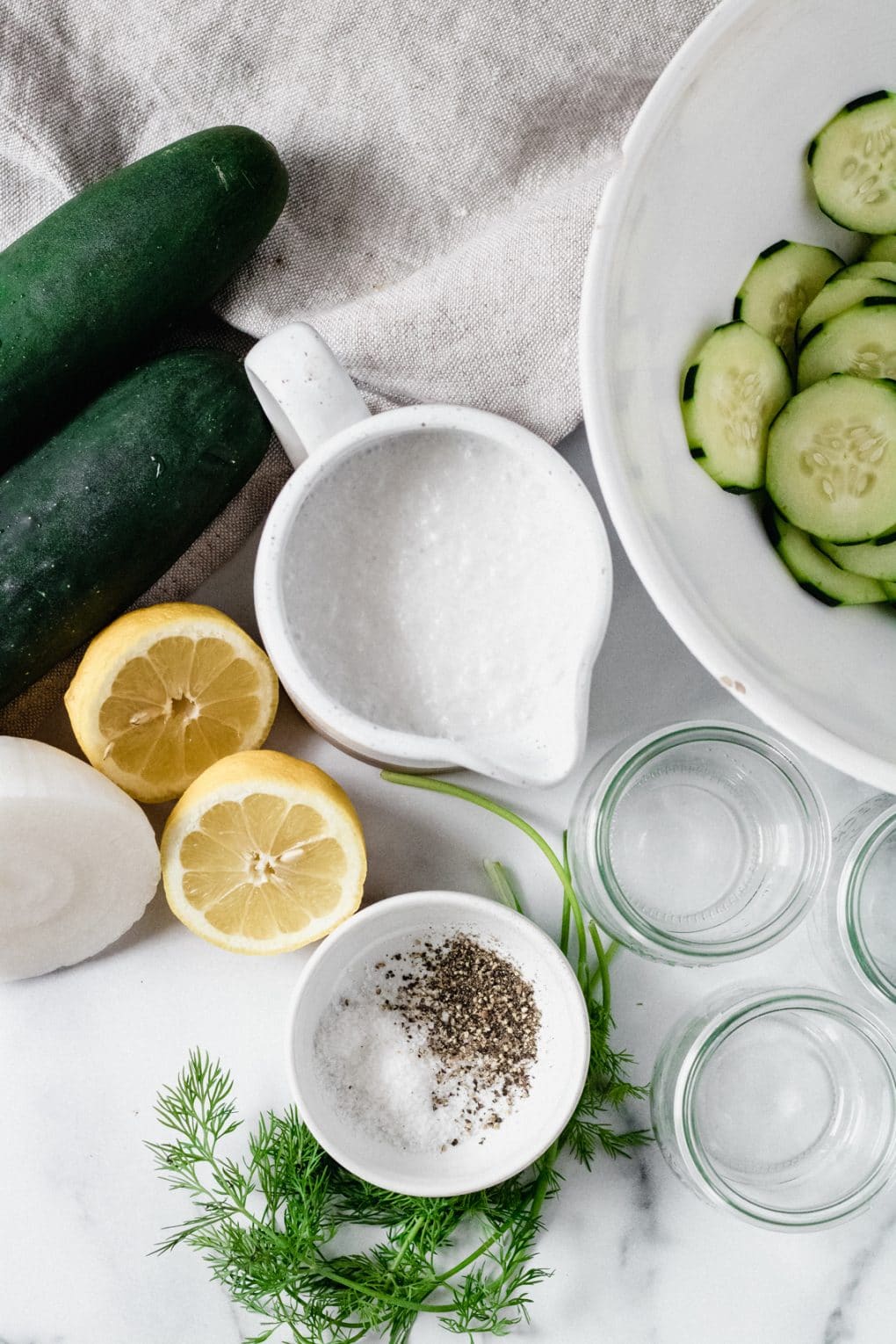ingredients to make creamy cucumber salad