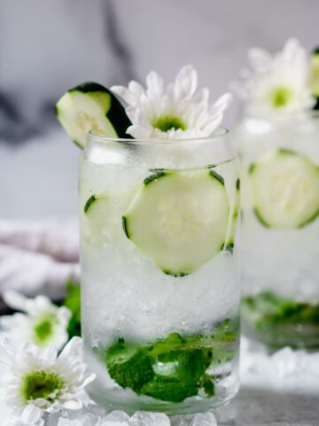 two sparkling cucumber cocktails