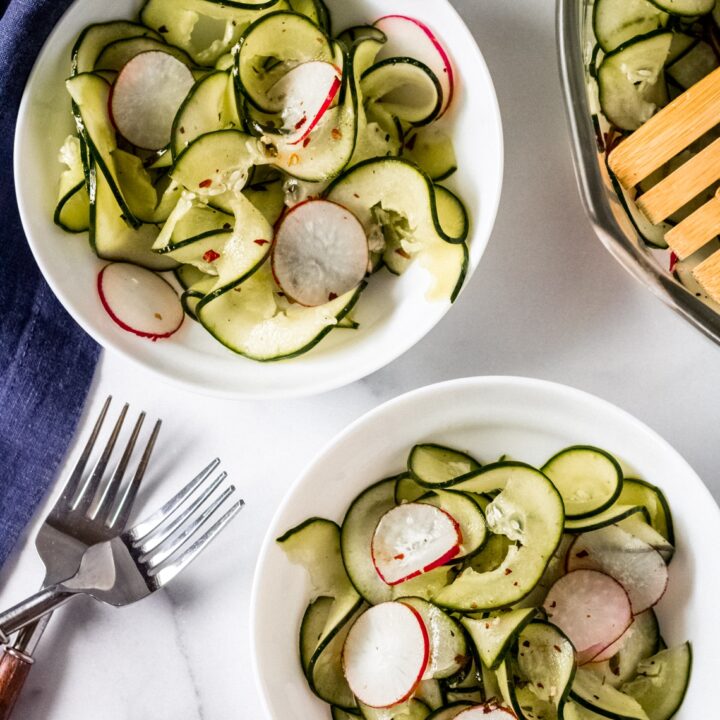 two bowls of spicy cucumber salad recipe