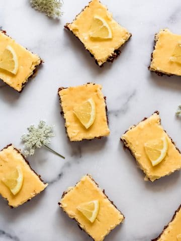 gluten-free lemon bars on a marble top