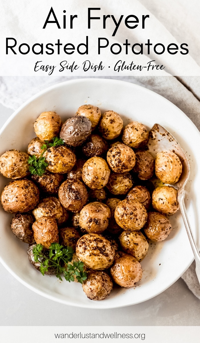 easy air fryer roasted potatoes in a white bowl