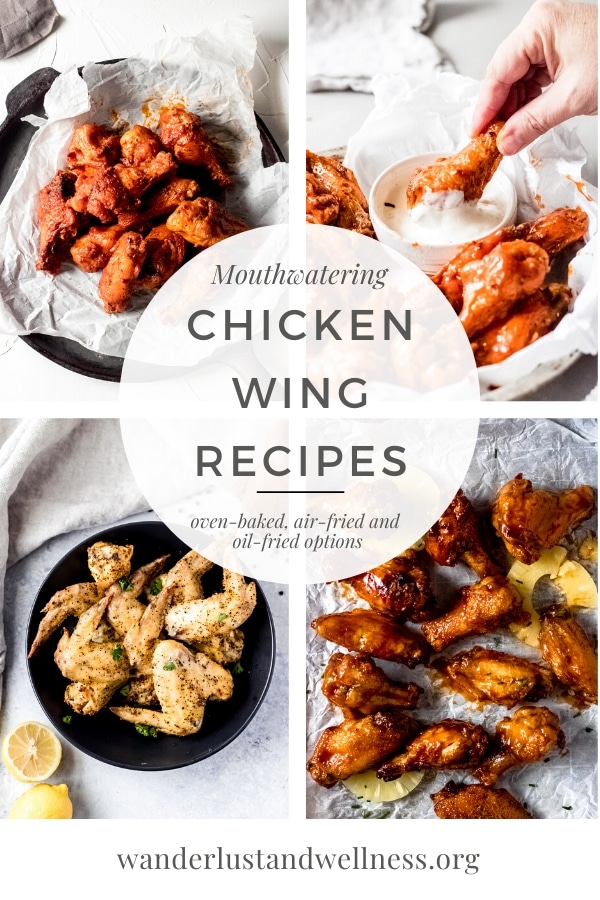 a collage of chicken wing recipes