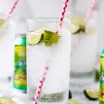 highball glasses filled with a key lime la croix cocktail