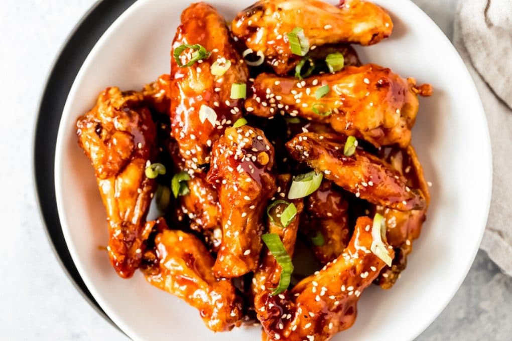 a bowl of General Tso's chicken wings