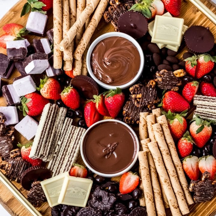 a round chocolate charcuterie board
