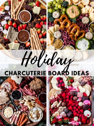 a collage image of holiday charcuterie board ideas