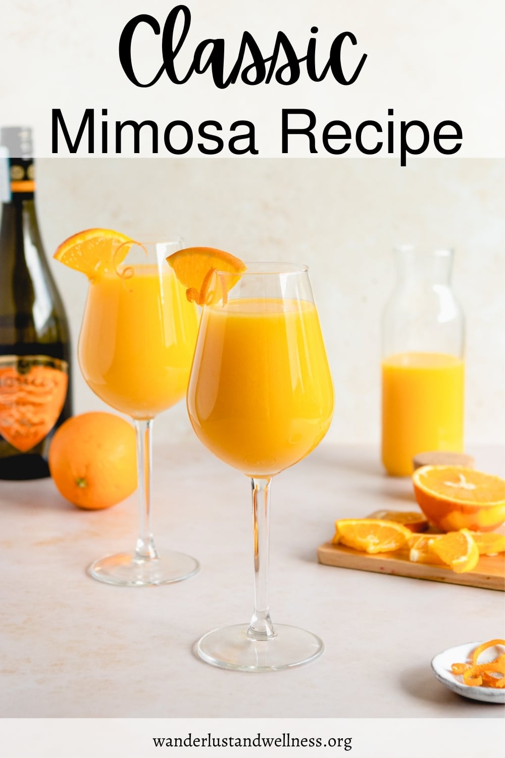 two classic mimosas in glasses