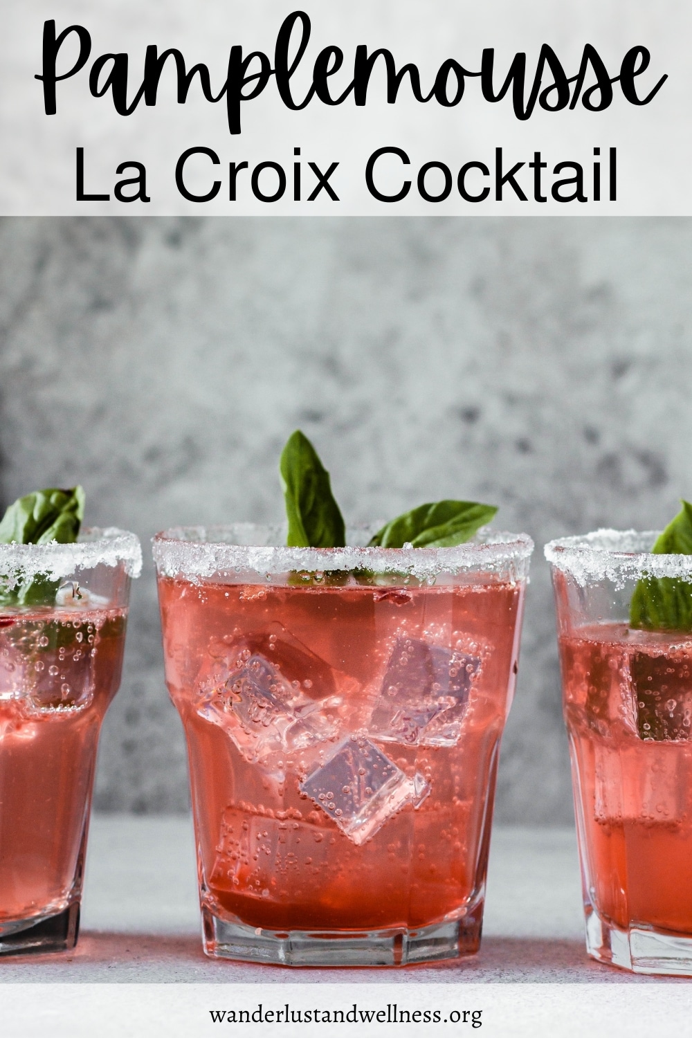 three glasses of pamplemousse la Croix cocktail