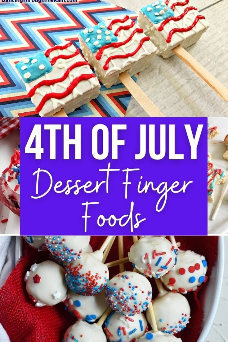 a collage image of Fourth of July dessert finger foods