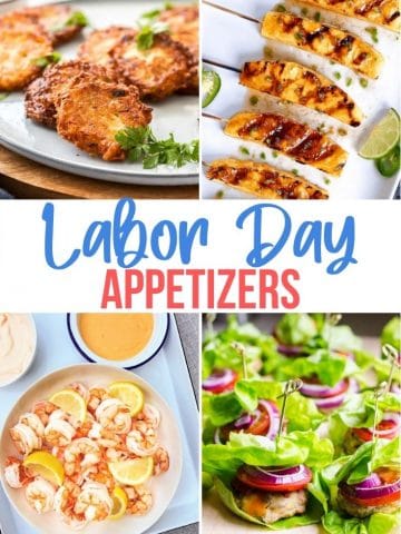 a collage of pics of Labor Day appetizers