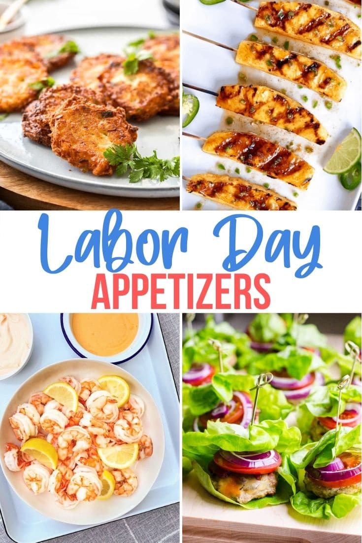 a collage of pics of Labor Day appetizers