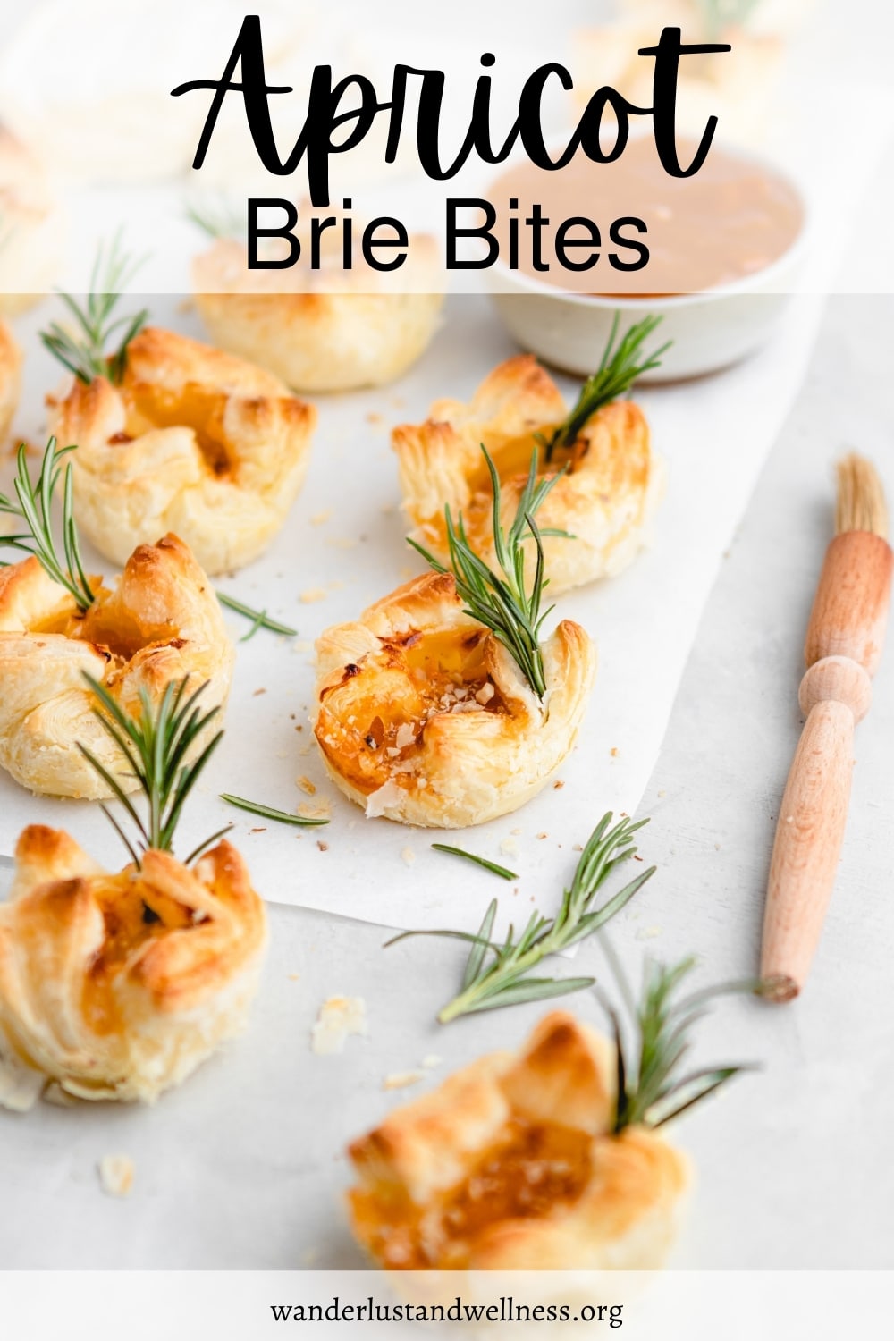 apricot brie bites on a table