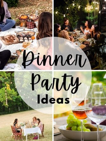 a collage of dinner party ideas