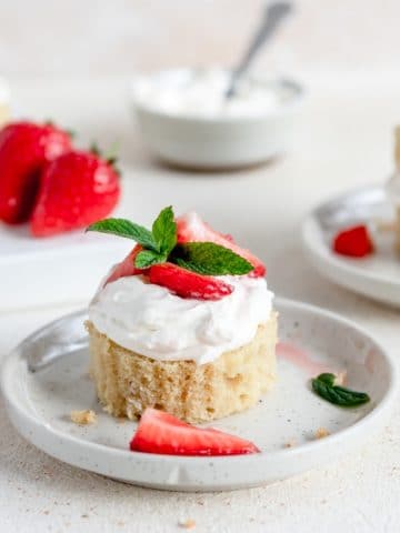 a plate of mini strawberry shortcakes