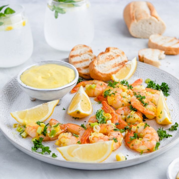 a plate of shrimp dijon appetizer