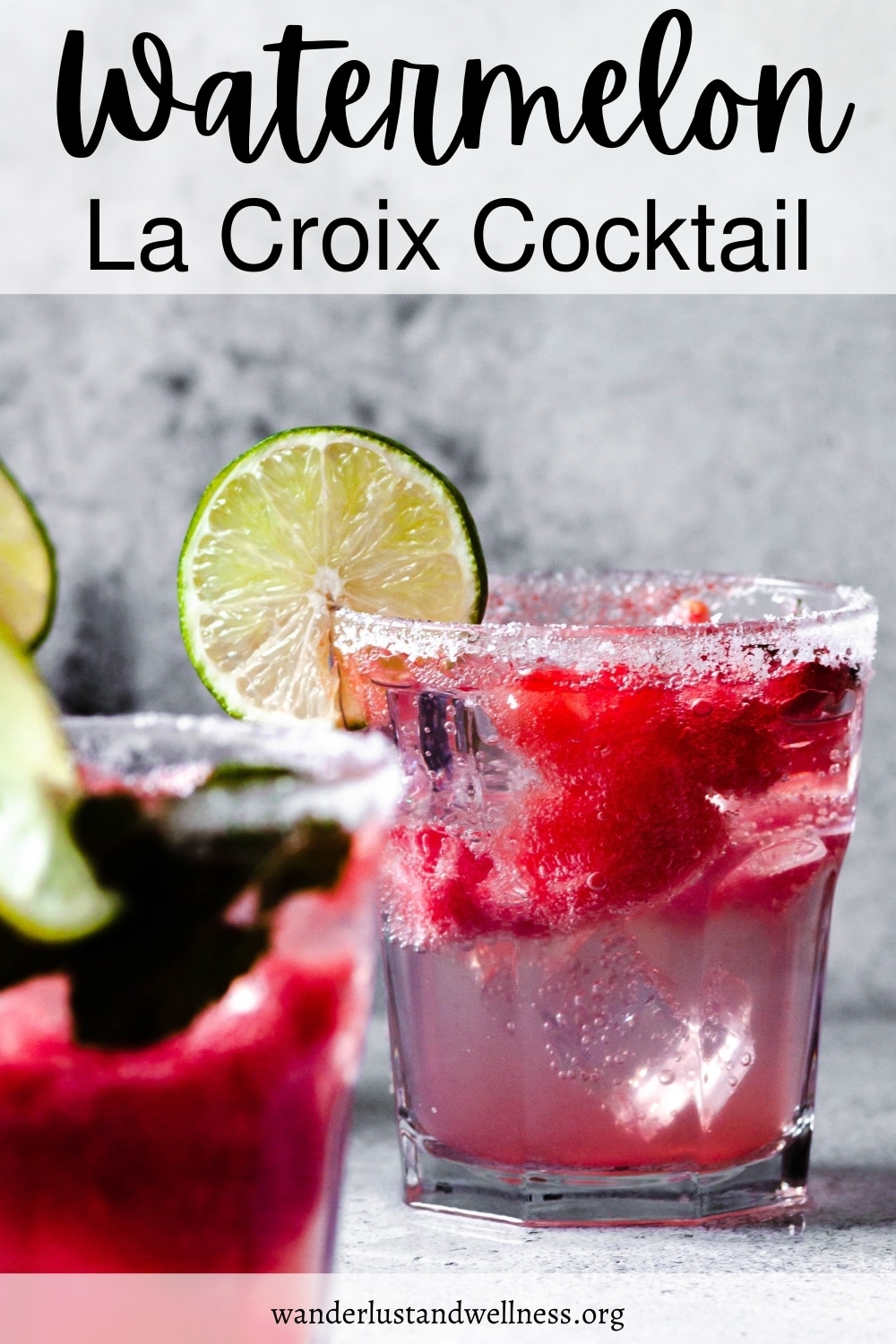 two glasses of watermelon la Croix cocktail