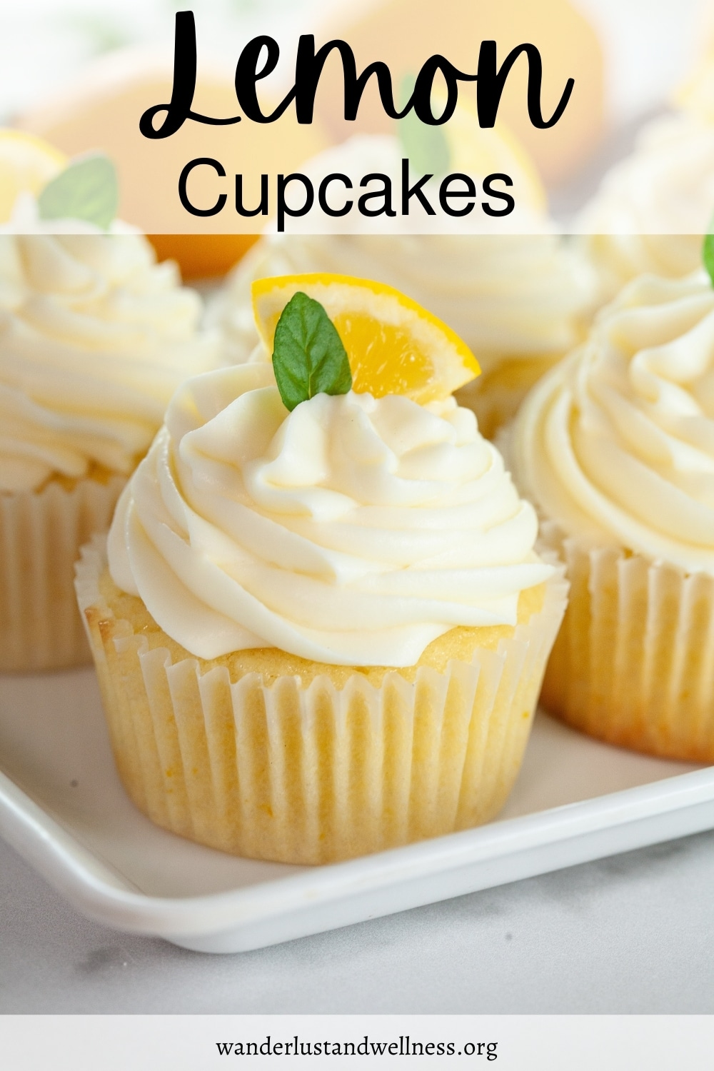 pin image for lemon cupcakes