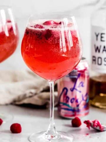 two glasses of raspberry sorbet la Croix cocktail